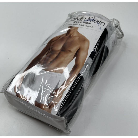 NWT Calvin Klein Pack of 2 100% Cotton Boxer Brief Size XL Men’s Black Underwear - Picture 2 of 3